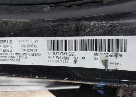 2010 Dodge Avenger Sxt из США, поврежденный, VIN 1B3CC4FD0AN122871